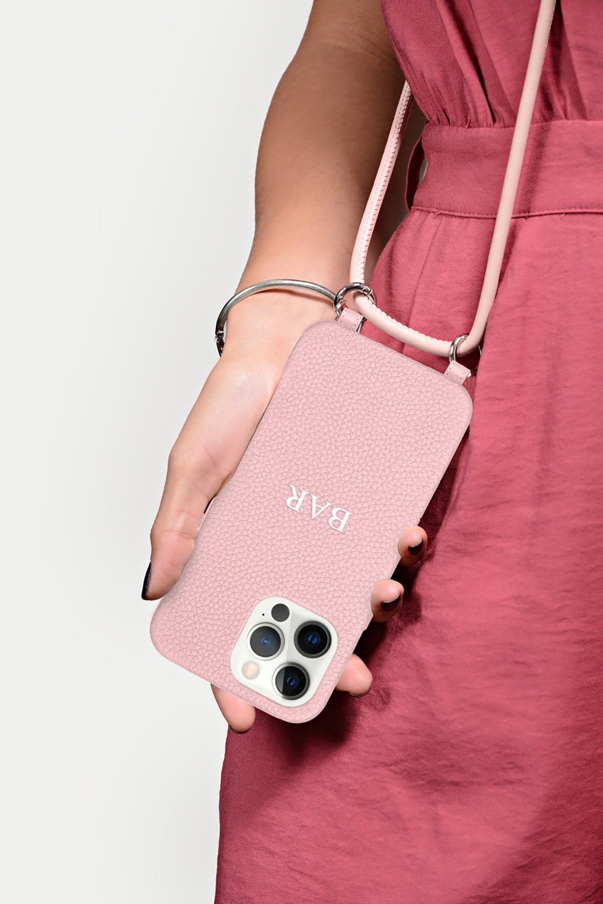 כיסוי עור MagSafe לטלפון עם טבעות | ורוד