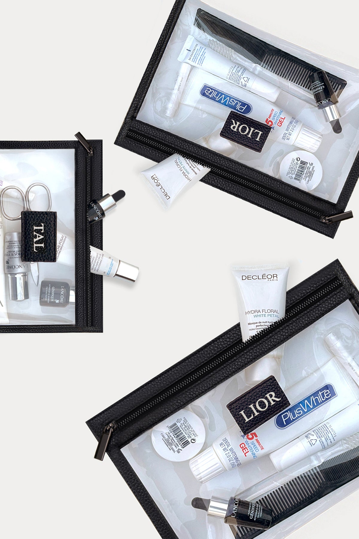 מארז מתנה: כיסוי לדרכון + תג מזוודה + 2 תיקי איפור/רחצה (רגיל+קטן)