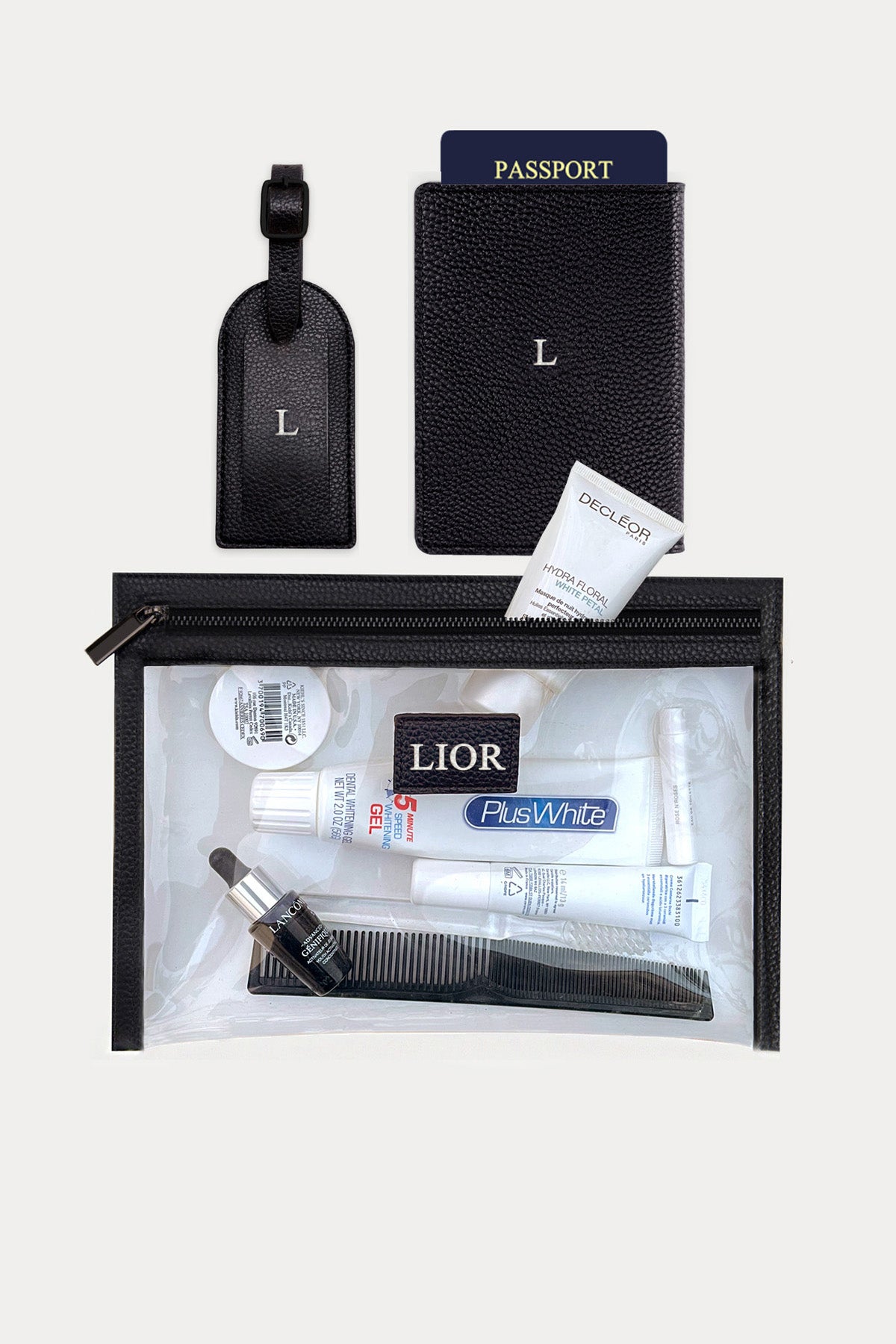 מארז מתנה: כיסוי לדרכון + תג מזוודה + תיק רחצה