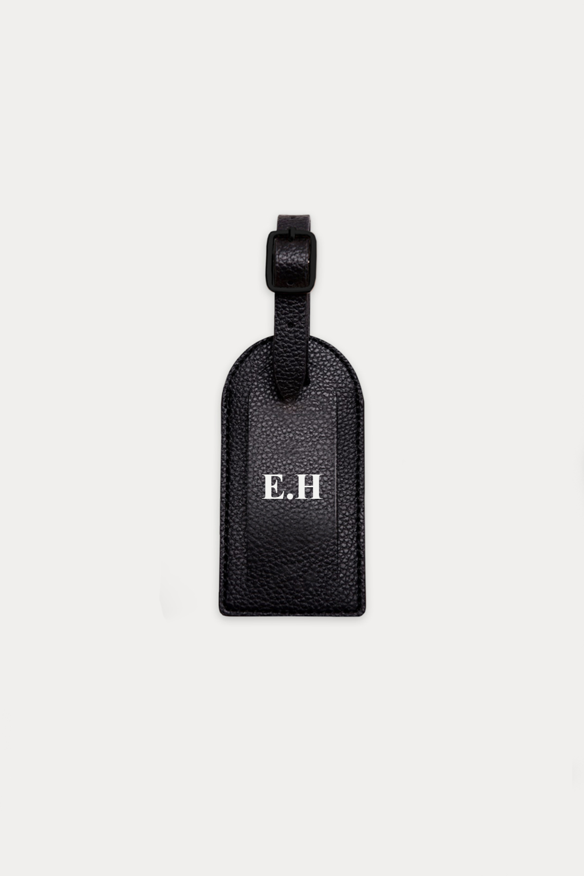 OUTLET - תג למזוודה בגוון שחור עם הטבעת כסף E.H