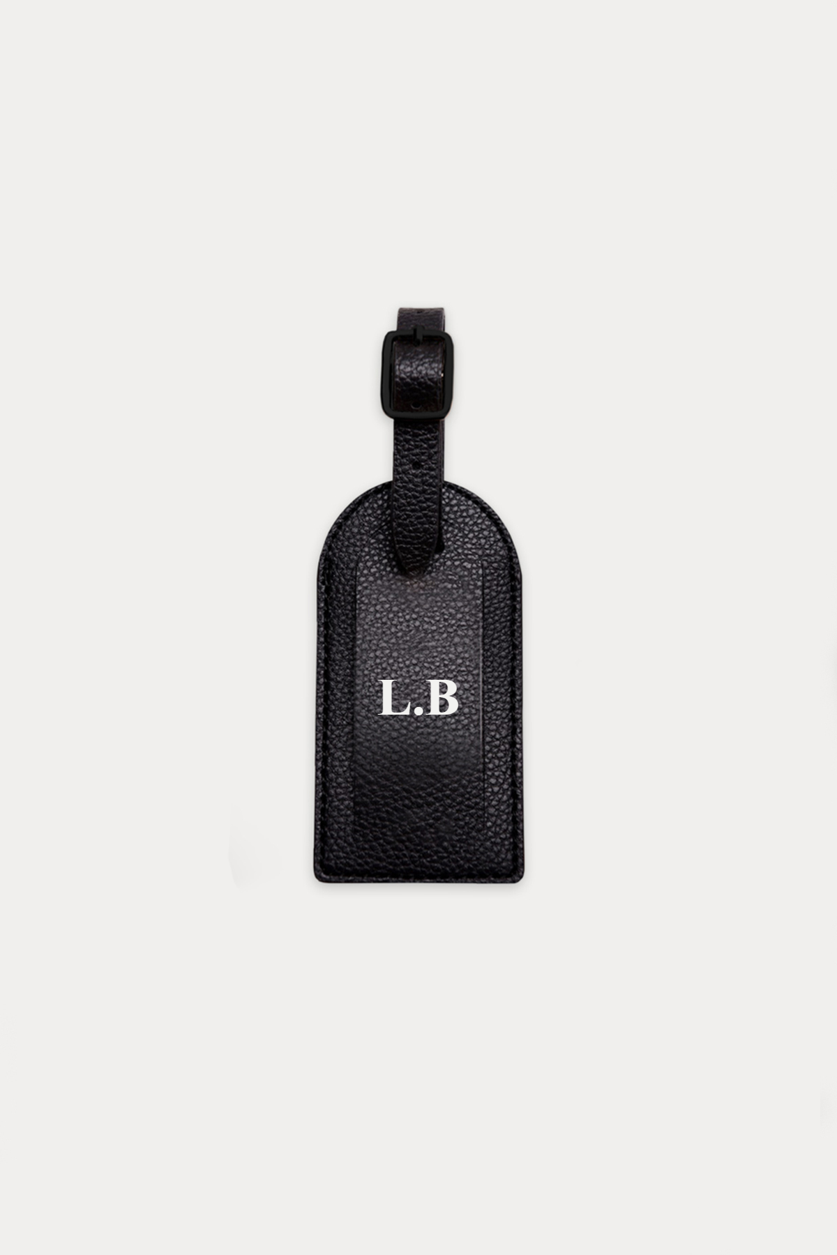 OUTLET - תג למזוודה בגוון שחור עם הטבעת כסף L.B