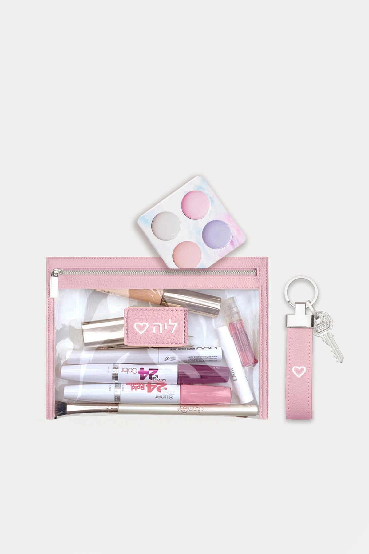מארז מתנה: תיק איפור/רחצה קטן + מחזיק מפתחות