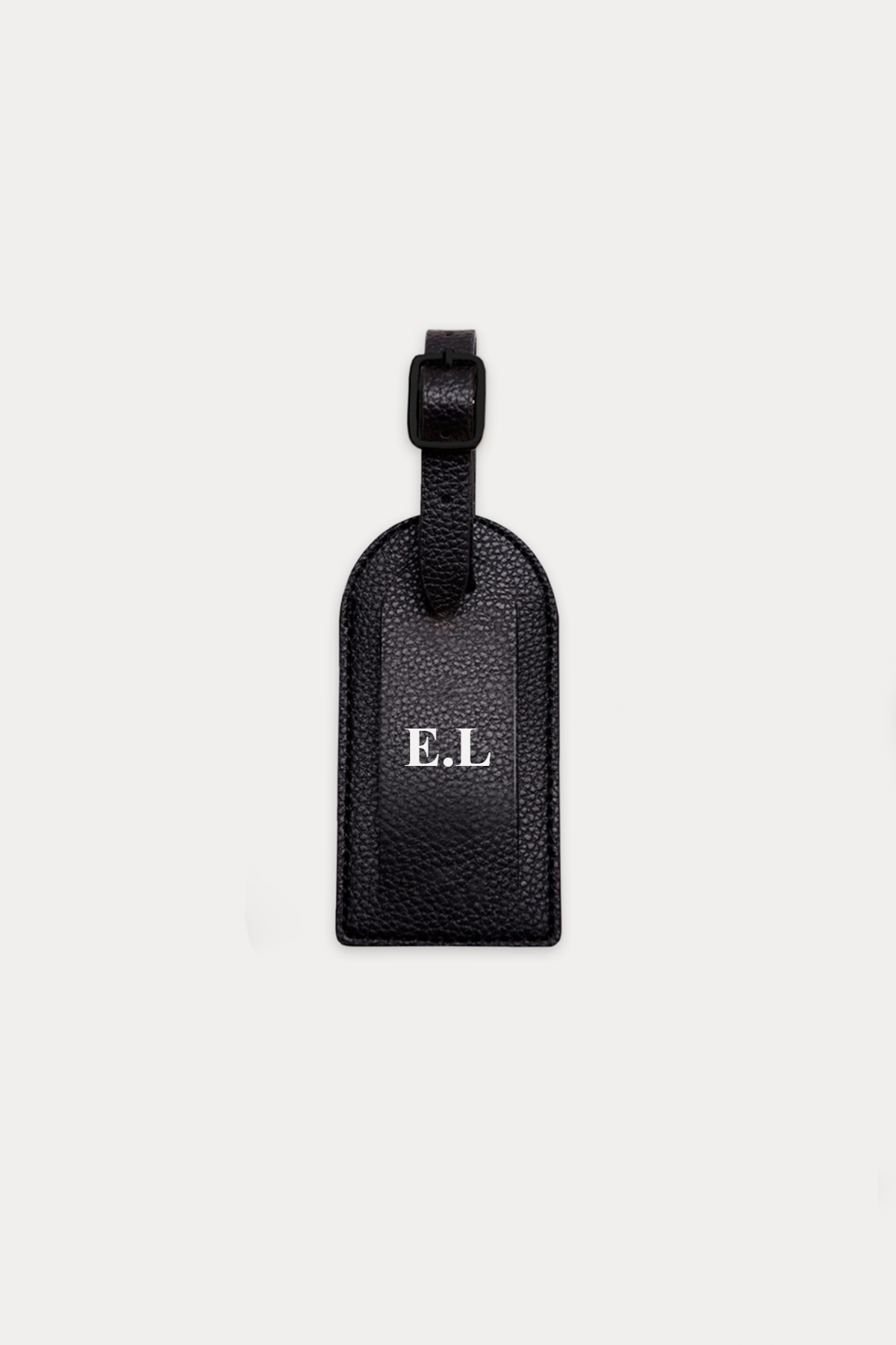 OUTLET - תג למזוודה בגוון שחור עם הטבעת כסף E.L
