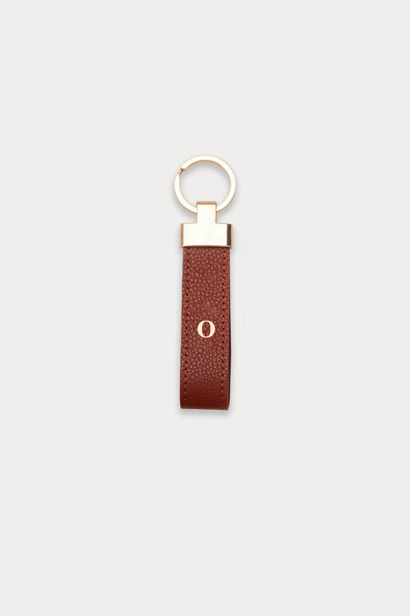 OUTLET - מחזיק מפתחות בגוון חום-בורדו-זהב עם הטבעת זהב O