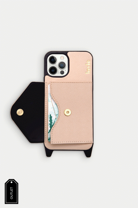 OUTLET - כיסוי עור עם ארנק מובנה בז' לאייפון 13 PRO MAX